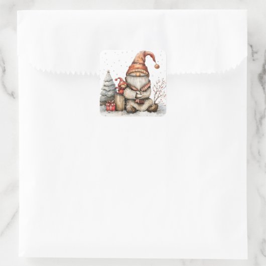 スカンジナビア格言赤と友人のクリスマス スクエアシール (バッグ)