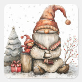 スカンジナビア格言赤と友人のクリスマス スクエアシール (正面)