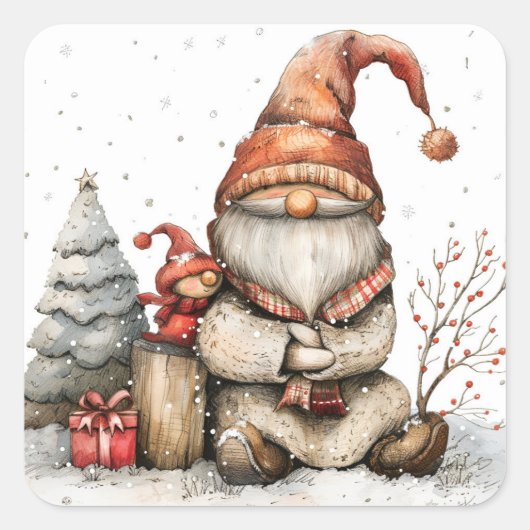 スカンジナビア格言赤と友人のクリスマス スクエアシール (正面)