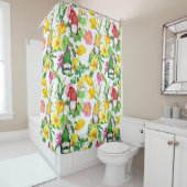 スカンジナビア格言:春フローラの水色。 シャワーカーテン (インサイチュ)