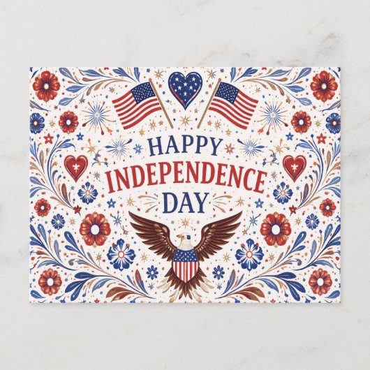 スカンジナビア民芸風独立記念日 シーズンポストカード (正面)