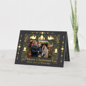 スカンジナビア民話クリスマスフォトグレー 箔シーズンカード (正面)