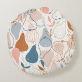 スカンジナビア洋ナシプリント:ヴィンテージフルーツパターン ラウンドクッション (裏面)