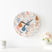 スカンジナビア洋ナシプリント:ヴィンテージフルーツパターン ラージ壁時計 (ホーム)