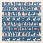 スカンジナビア海軍ブルークリスマストナディアノルディック ガラスコースター (正面)