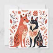 スカンジナビア犬の子犬の恋人ハートバレンタイン シーズンカード (正面)