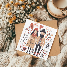 スカンジナビア犬の子犬の恋人ハートバレンタイン シーズンカード