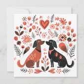 スカンジナビア犬の恋人ハートバレンタイン シーズンカード (正面)