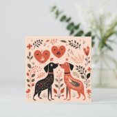 スカンジナビア犬の恋人ハートバレンタイン シーズンカード (スタンド正面)
