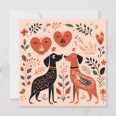 スカンジナビア犬の恋人ハートバレンタイン シーズンカード (正面)