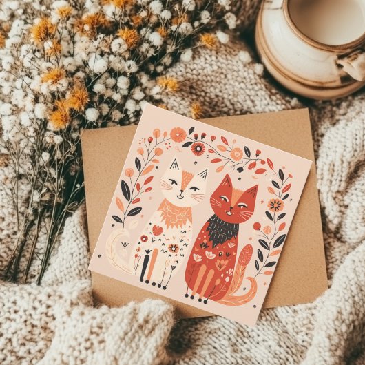 スカンジナビア猫好きハートバレンタイン シーズンカード