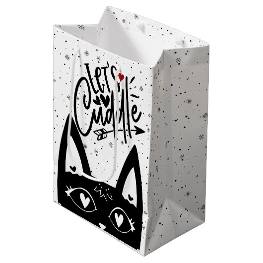 スカンジナビア猫Letカドル愛の白黒 ミディアムペーパーバッグ (正面アングル)