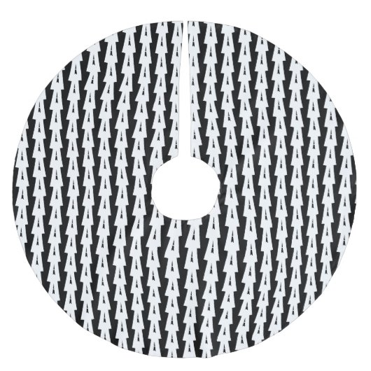 スカンジナビア白黒シンプル松の木柄 ブラッシュドポリエステルツリースカート (正面)