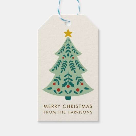 スカンジナビア素朴のクリスマスツリー ギフトタグ (正面)