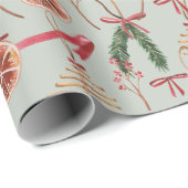 スカンジナビア素朴の緑と水彩柑橘類 ラッピングペーパー (ロールコーナー)