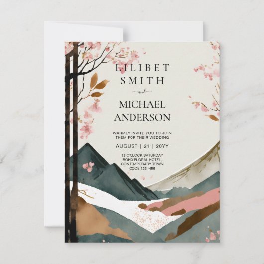 スカンジナビア結婚ジャパンディのテーマアーストーン 招待状 (正面)