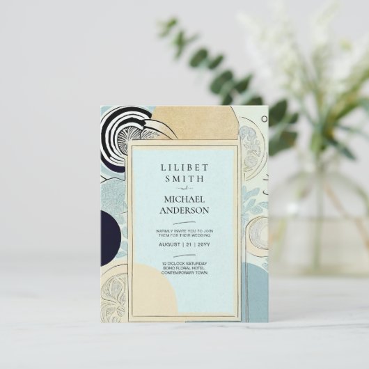 スカンジナビア結婚ジャパンディテーマアクアブルー 招待状 (スタンド正面)