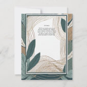 スカンジナビア結婚ジャパンディ抽象芸術グリーンティール(緑がかった色) 招待状 (裏面)