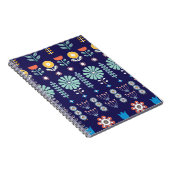 スカンジナビア線形花、夏のモチーフ ノートブック (右側)