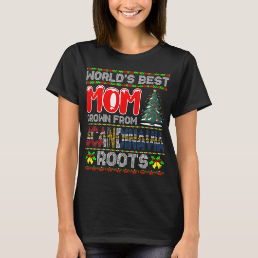 スカンジナビア育ちの世界で一番のママへのクリスマスプレゼント Tシャツ (正面)