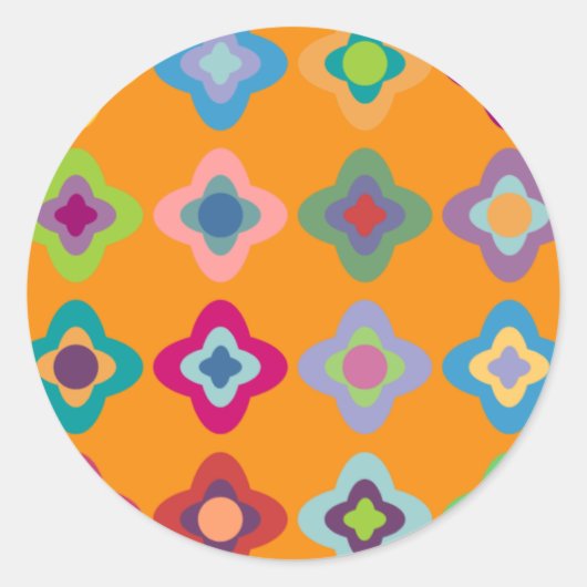 スカンジナビア花ステッカー ラウンドシール (正面)