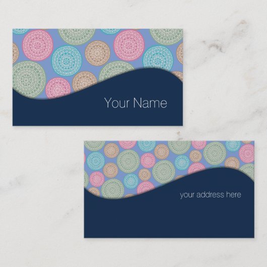 スカンジナビア花マンダラスパターン1 名刺 (正面/裏面)