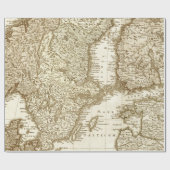 スカンジナビア諸国のセピア調の地図ギフトラップ ラッピングペーパー (フラット)