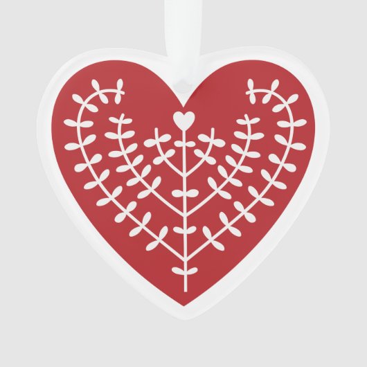 スカンジナビア赤いハートアクリルオーナメント オーナメント (正面)