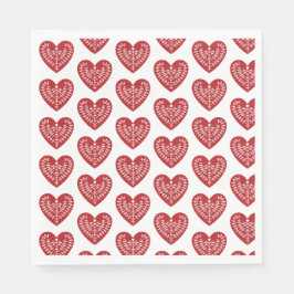スカンジナビア赤いハート紙ナプキンス スタンダードランチョンナプキン