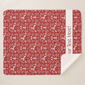 スカンジナビア赤白トナカイフローラクリスマス シェルパブランケット (正面(横))