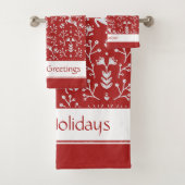 スカンジナビア赤白トナカイフローラクリスマス バスタオルセット (インサイチュ)