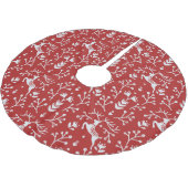 スカンジナビア赤白トナカイフローラクリスマス ブラッシュドポリエステルツリースカート (アングル)