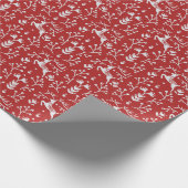 スカンジナビア赤白トナカイフローラクリスマス ラッピングペーパー (角)
