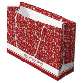 スカンジナビア赤白トナカイフローラクリスマス ラージペーパーバッグ (正面アングル)