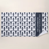 スカンジナビア青パーソナライズされた魚 ビーチタオル (正面)