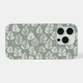 スカンジナビア風の淡いグリーンの葉のサルビアの花柄 iPhoneケース (裏面横)
