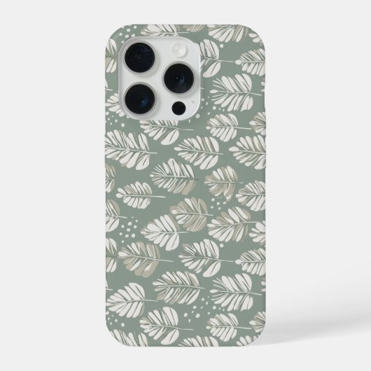 スカンジナビア風の淡いグリーンの葉のサルビアの花柄 iPhoneケース (裏面)