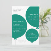 スカンジナビア風バルーン | 緑のモダンなベビーシャワー 招待状 (スタンド正面)