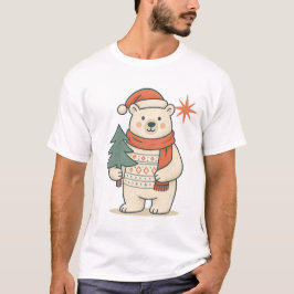スカンジナビア風 かわいいクリスマスポーラーベアTシャツ Tシャツ
