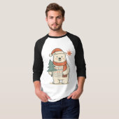 スカンジナビア風 かわいいクリスマスポーラーベアTシャツ Tシャツ (正面フル)
