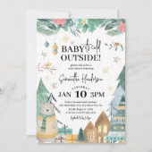 スカンジナビア風「Baby it's Cold Outside」ベビーシャワー 招待状 (正面)