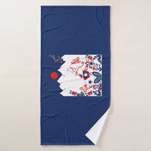 スカンジナビア馬フォークアートギフト バスタオル (バスタオル)