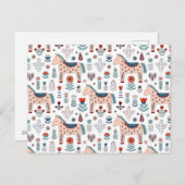 スカンジナビア馬フォークアートパターン シーズンポストカード (正面/裏面)