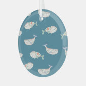 スカンジナビア鯨、海獣パターン ガラスオーナメント (正面左)