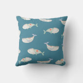 スカンジナビア鯨、海獣パターン クッション (裏面)