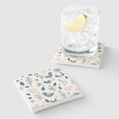 スカンジナビア鳥とフローラ石コースター ストーンコースター (横)