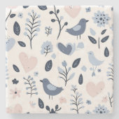 スカンジナビア鳥とフローラ石コースター ストーンコースター (正面)