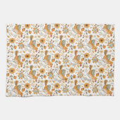 スカンジナビア鳥オレンジ キッチンタオル (横)