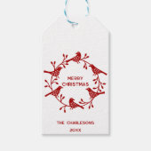 スカンジナビア鳥リースパーソナライズされたクリスマス ギフトタグ (正面)