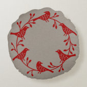 スカンジナビア鳥リースパーソナライズされたクリスマス ラウンドクッション (裏面)